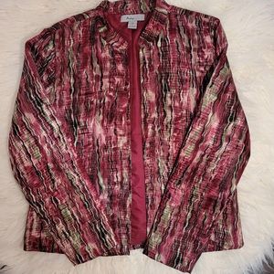 large funky coat and green tank